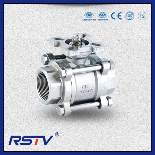 3PC PTFE Seal Stainless Steel 1000WOG Threaded ends Ball Valve