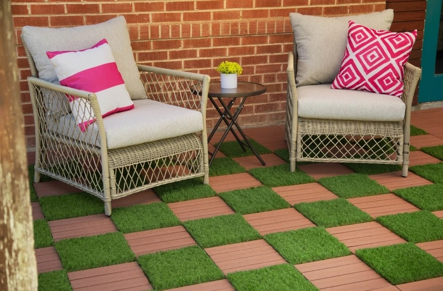 interlocking artificial grass tiles