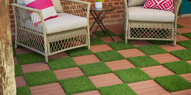 interlocking artificial grass tiles