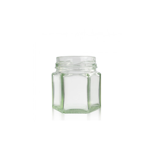 Hexagon Mini Glass Honey Jar