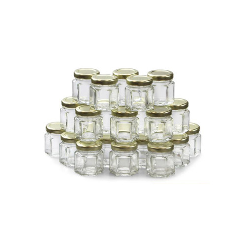 Hexagon Mini Glass Honey Jar