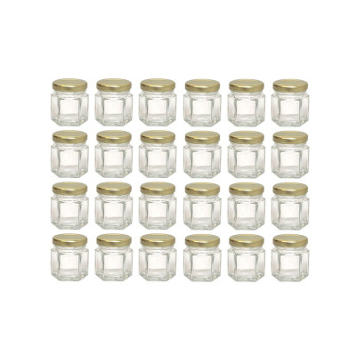 Hexagon Mini Glass Honey Jar