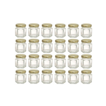 Hexagon Mini Glass Honey Jar