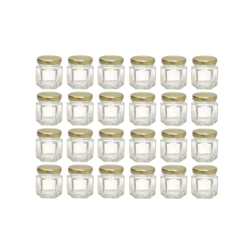 Hexagon Mini Glass Honey Jar