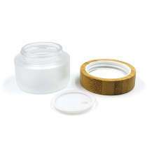 Glass frosted jar with bamboo lid