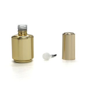 Botella de esmalte de uñas vacía de 15 ml con brocha y tapa dorada