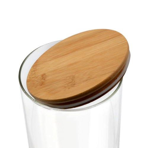 Custom Natural Bamboo Glass Storage Jar with Bamboo Lids | Bamboo borosilicate Glass Canister Jar for Spice, Food, Pasta