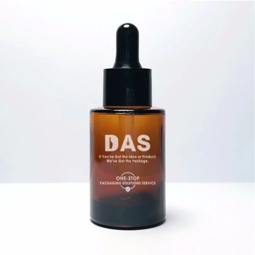 30ml Flat Shoulder Cylinder Glass Dropper Bottles | Amber Serum Glass Bottles with Black Dropper Caps