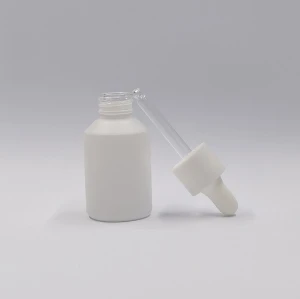 30ml Oblique Shoulder Glass Dropper Bottles | Matt White Glass Bottles for Essential Oil, Serum Lotion