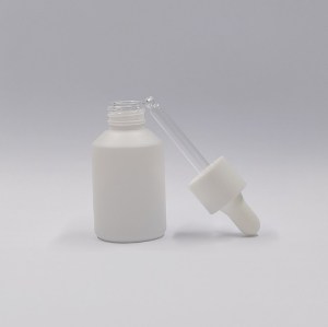 30ml Oblique Shoulder Glass Dropper Bottles | Matt White Glass Bottles for Essential Oil, Serum Lotion