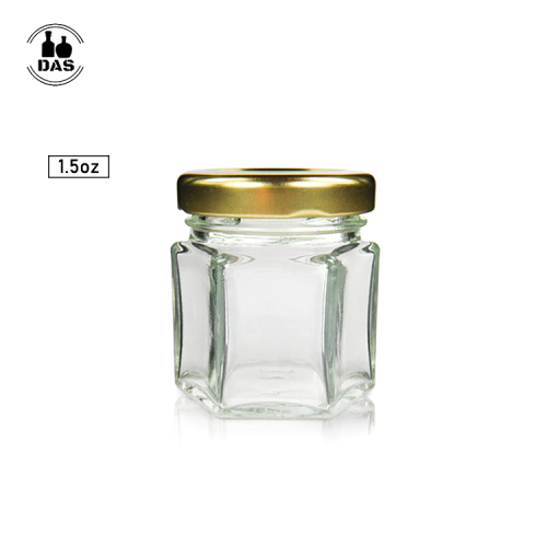 Hexagon Mini Glass Honey Jar