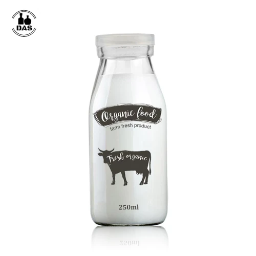 Glass Milk Bottle With plastic cap