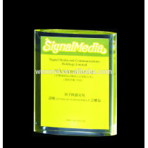 Custom acrylic paperweight sign logo block with embedment