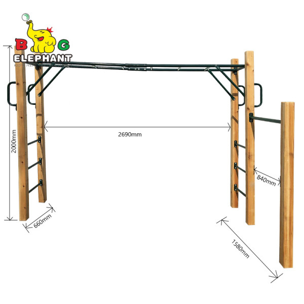 Wooden Monkey Bar Kit for Kids | Outdoor Jungle Obstacle Course Kits | Gym Equipment for Kids, Teens
