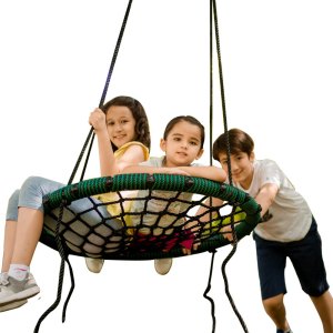 Green Spider Web Tree Swing Outdoor Round Net Rope Swing Attaches to Trees Swing Sets Fun for Multiple Kids or Adult