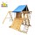 ملعب خشبي - مجموعة أرجوحة خارجية مع شبكة تسلق للأطفال