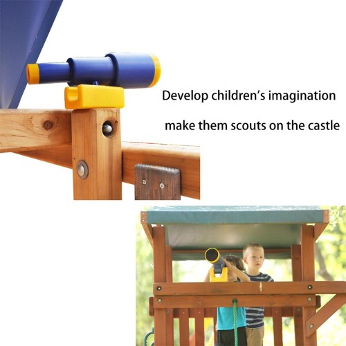 Wooden Playground - Outdoor Swing Set Playsets with Climbing Net for Kids