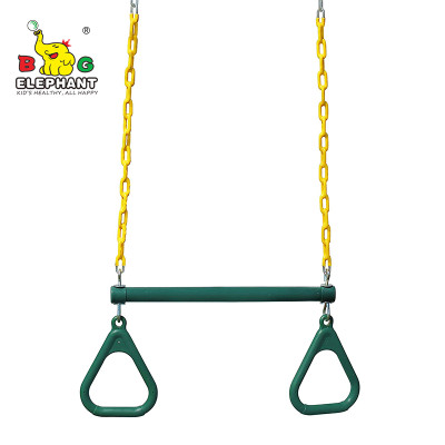 Garden Gym Ring Trapeze Bar Swing مع حلقات وسلاسل مغلفة بـ PVC