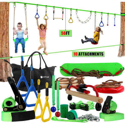 Ninja Warrior Line Hanging Obstacle Course for Kids Activities