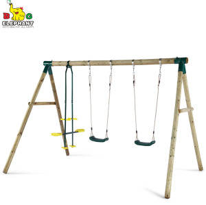 Chinese Fir Log A-Frame Wooden Swing Set For Playground