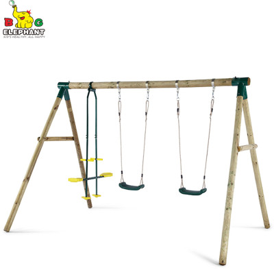 Chinese Fir Log A-Frame Wooden Swing Set For Playground