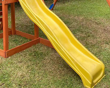 Plastic slide,Swing Set Wooden Outdoor Playground Tower Fort Play Set for Kids Customized Manufacturer
