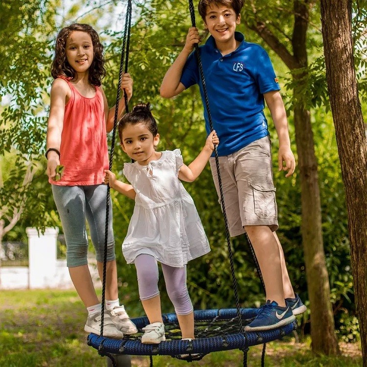 tree swing,spider web tree swing for adults,round net swing with frame,PC-MC02 Blue Spider Net Tree Swing Round Web Rope Swing Fun for Multiple Kids or Adult