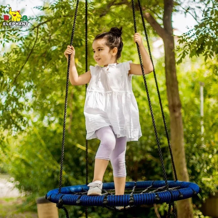 Children Net Swing,spider web tree swing for adults,round net swing with frame,PC-MC02 Blue Spider Net Tree Swing Round Web Rope Swing Fun for Multiple Kids or Adult