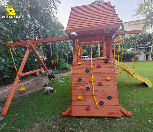 Multi Purpose Wooden Swing Set for Children Playground