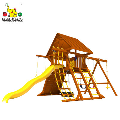 Multi Purpose Children Playground Wooden Swing Set for sale