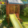 SD0 Hillside Play Centre- Garden Wooden Play Set with Plastic Slide Customized Playground Center