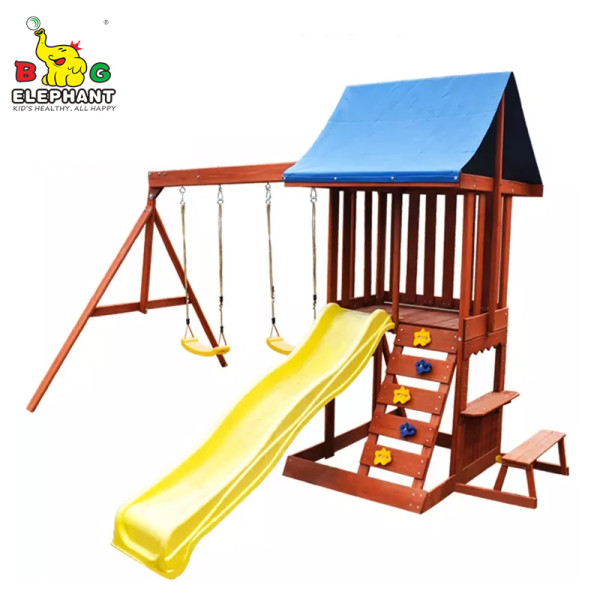 SD0 Hillside Play Centre- Garden Wooden Play Set with Plastic Slide Customized Playground Center