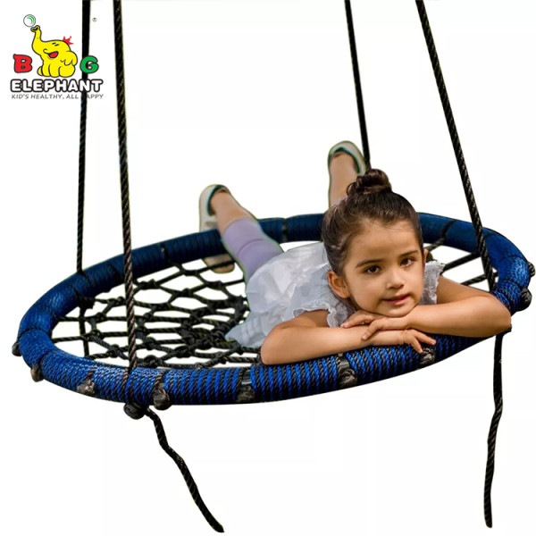 PC-MC02 Blue Spider Net Tree Swing Round Web Rope Swing Fun للعديد من الأطفال أو الكبار