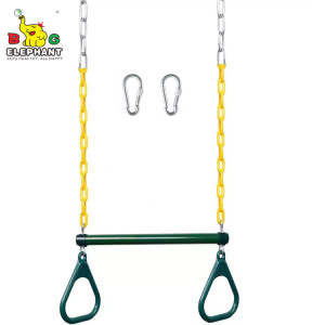 Garden Gym Ring Trapeze Bar Swing with Rings and PVC Coated Chains