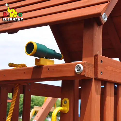 Safety Outdoor Wooden Double Play Center Slide Swing Set For Children | Play Sets Factory Customized