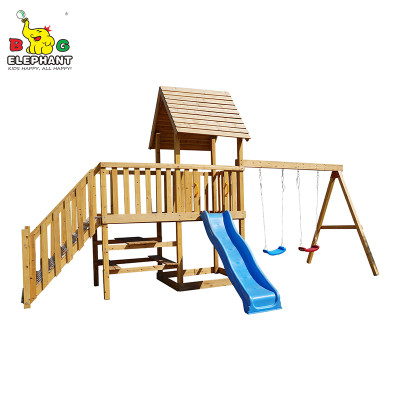 Ensemble de balançoire en bois SH5 Équipement de terrain de jeu en bois pour enfants en plein air