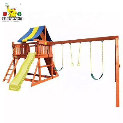 Outdoor Wooden Swing Set Playground with Accessories