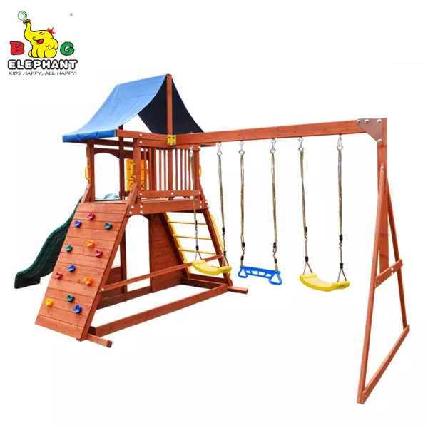 SD1-Ensemble de balançoire pour aire de jeux extérieure en bois pour enfants