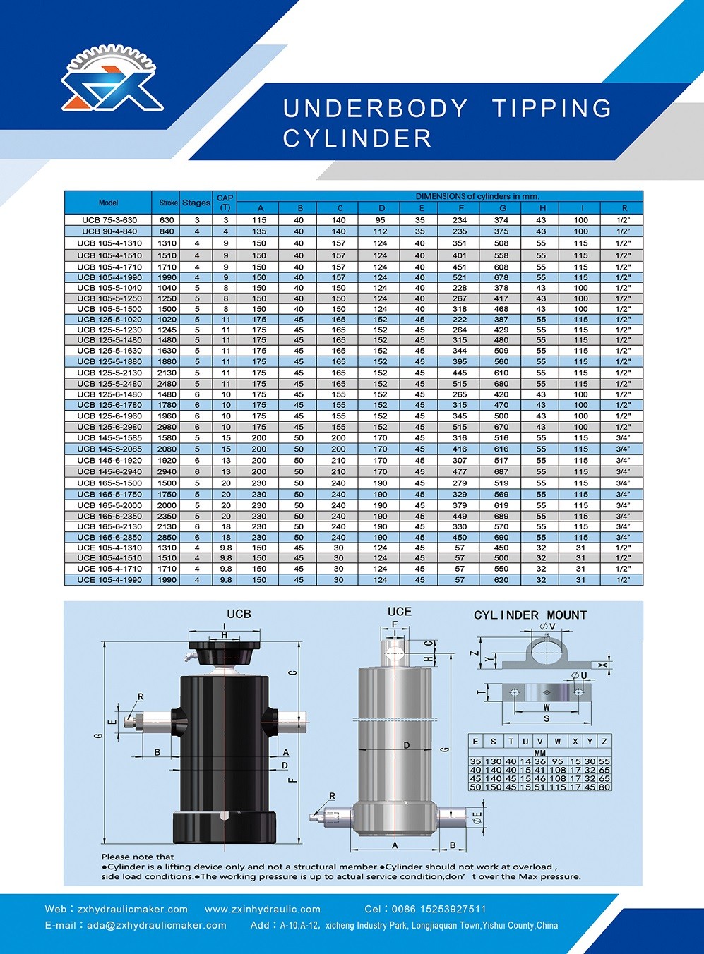 Underbody Hydraulic Cylinders