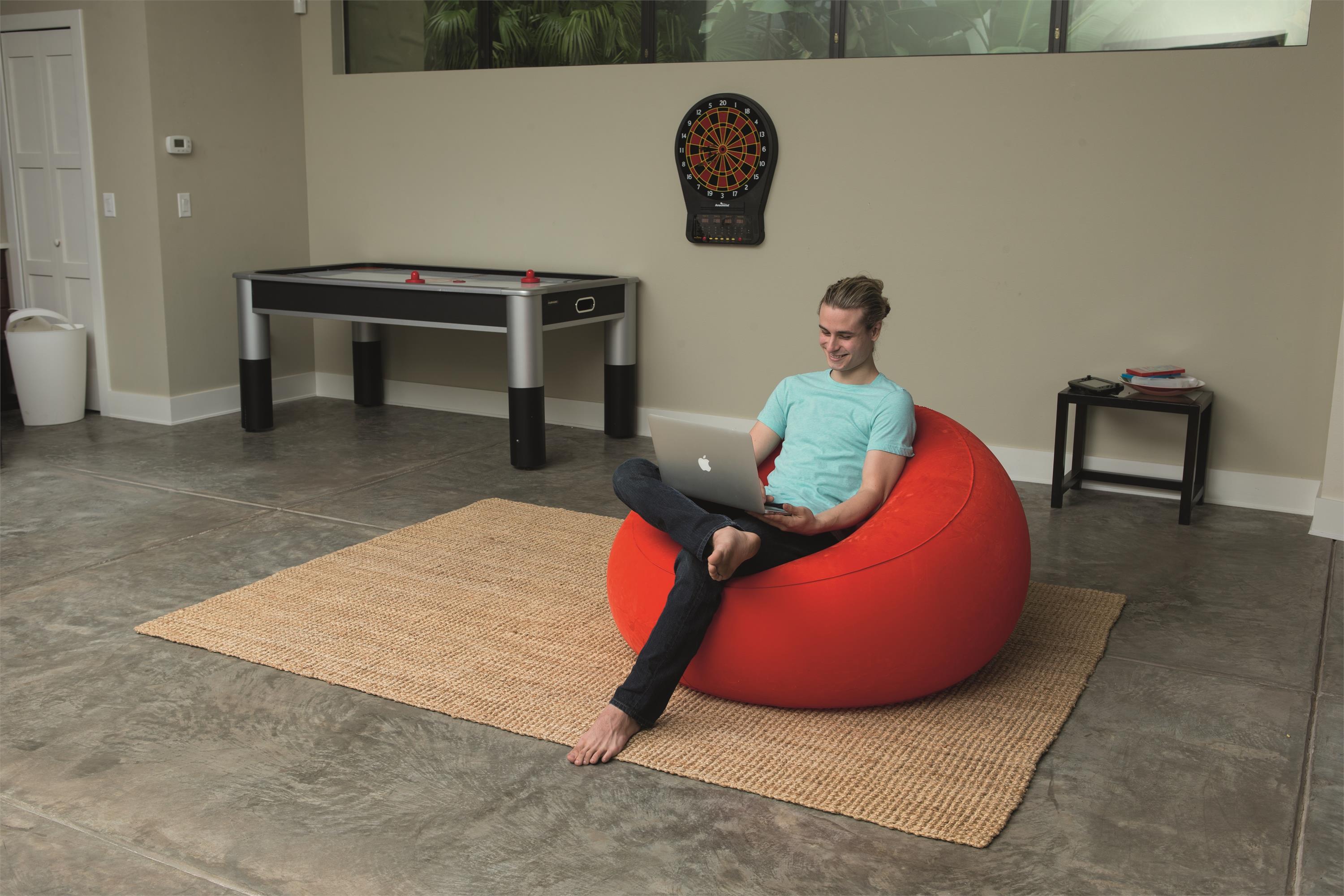 Round flocked sofa