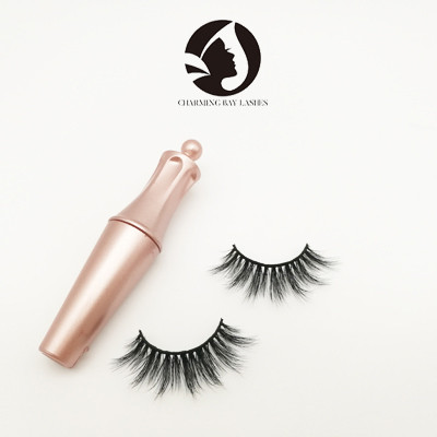 best false natural long strip eyelashes with eyelash applicator eyelash glue private label