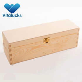 Wooden storage box for wine and glasses 750ml single bottle unfinished