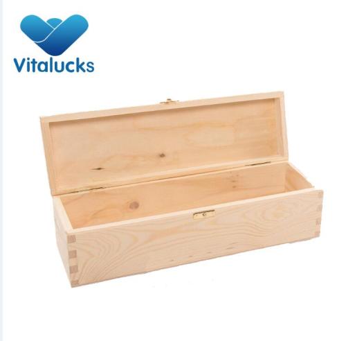 Wooden storage box for wine and glasses 750ml single bottle unfinished