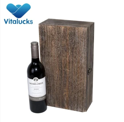2 bottles package wooden wine box with stain color