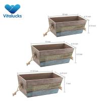 Customized painting wooden crates with rope handle set3 nested