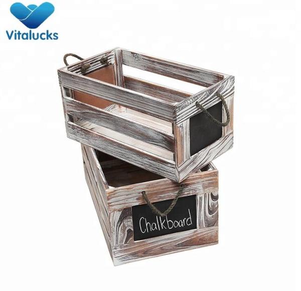 Wholesale wooden crates with handle and chalkboard