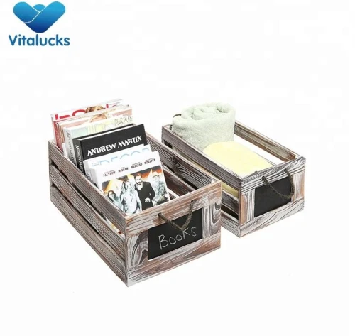 Wholesale wooden crates with handle and chalkboard