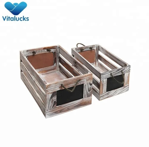 Wholesale wooden crates with handle and chalkboard