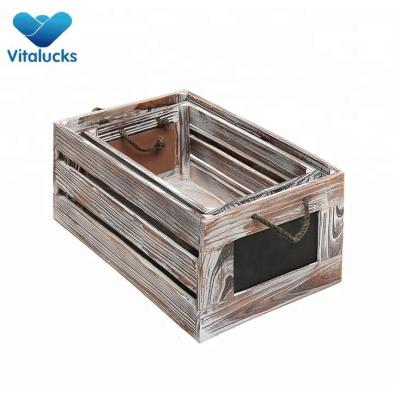 Wholesale wooden crates with handle and chalkboard