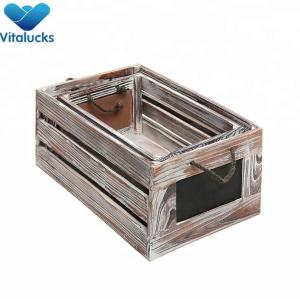 Wholesale wooden crates with handle and chalkboard